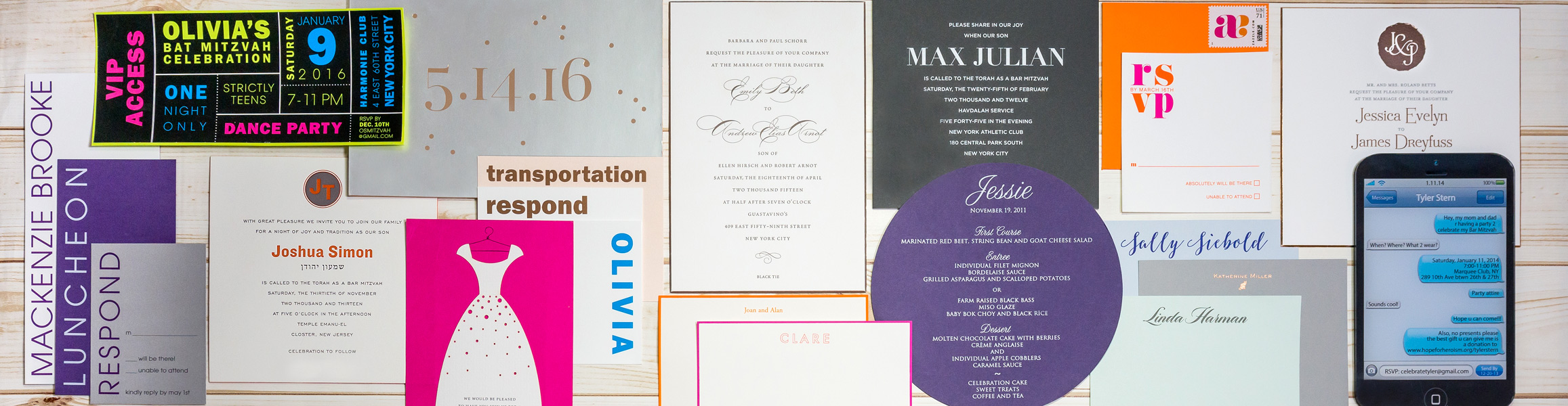 Weddings, Birthdays, Bat/Bar Mitzvahs, Anniversaries - made memorable with personalized invitations and favors